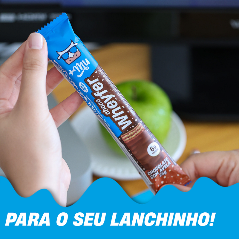 CHOCOWHEYFER +MU - CHOCOLATE COM AVELÃ - CAIXA 12 UNIDADES - 300G