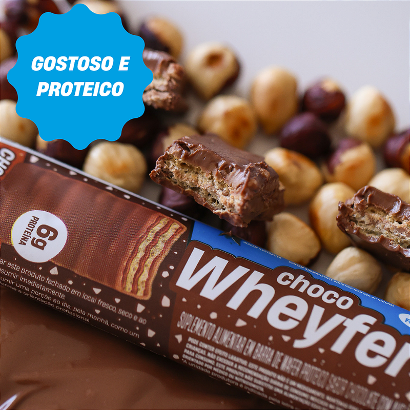 CHOCOWHEYFER +MU - CHOCOLATE COM AVELÃ - CAIXA 12 UNIDADES - 300G