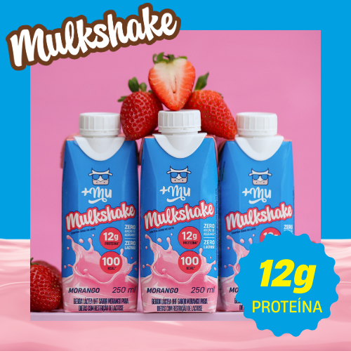 Combo Mulkshake - Morango - Pack 12 Garrafinhas (250ml)