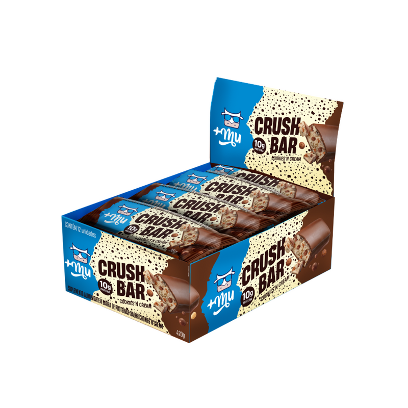 CRUSHBAR +MU - COOKIES'N CREAM 2.0 - CAIXA 12 UNIDADES - 420G