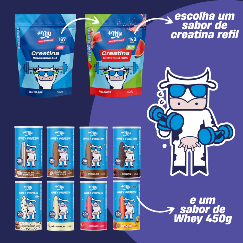 Combo Whey Concentrado 450g + Refil Creatina 500g