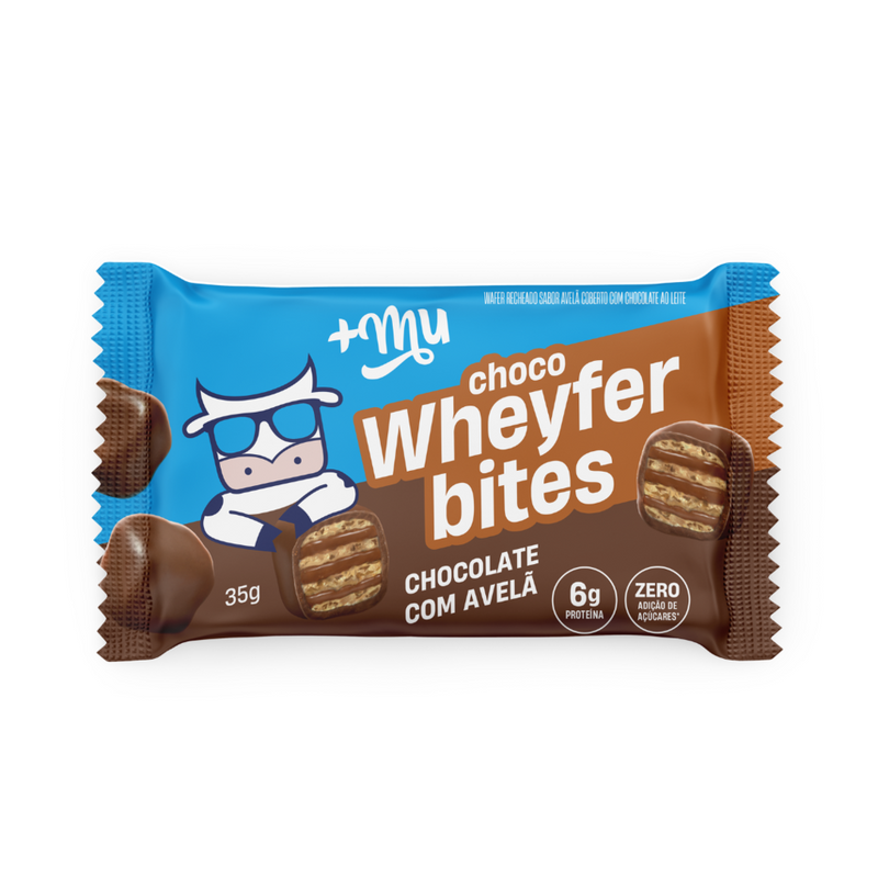 Chocowheyfer Bites - Chocolate c/ Avelã - 12 Pacotinhos - 420g