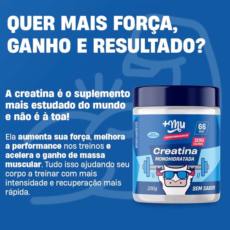 Creatina +Mu Performance 100% Pura - Sem Sabor - 200g