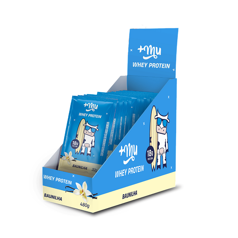 WHEY CONCENTRADO +MU - BAUNILHA (15 SACHÊS COM 32g CADA) - 465g