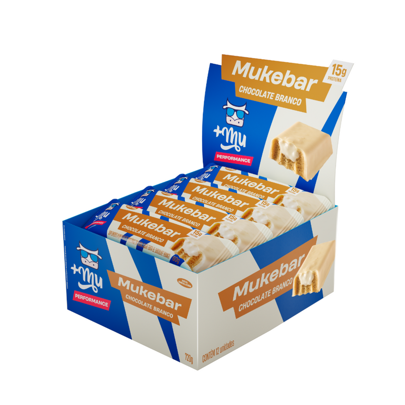 Mukebar +Mu Performance - Chocolate Branco - Caixa 12 unidades - 720g