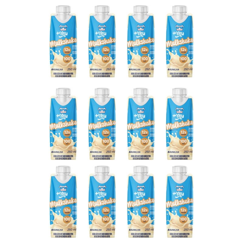Combo Mulkshake - Baunilha - Pack 12 Garrafinhas (250ml)