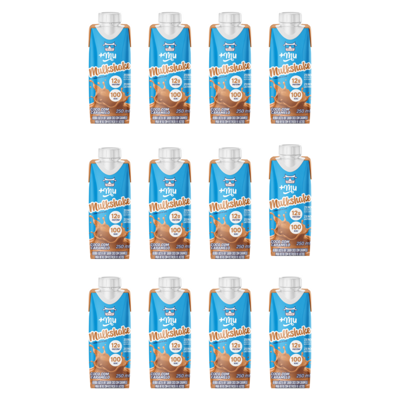 Combo Mulkshake - Coco com Caramelo - Pack 12 Garrafinhas (250ml)