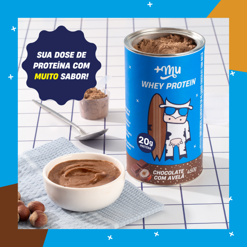 Whey Concentrado +Mu - Chocolate com Avelã - Pote 450g