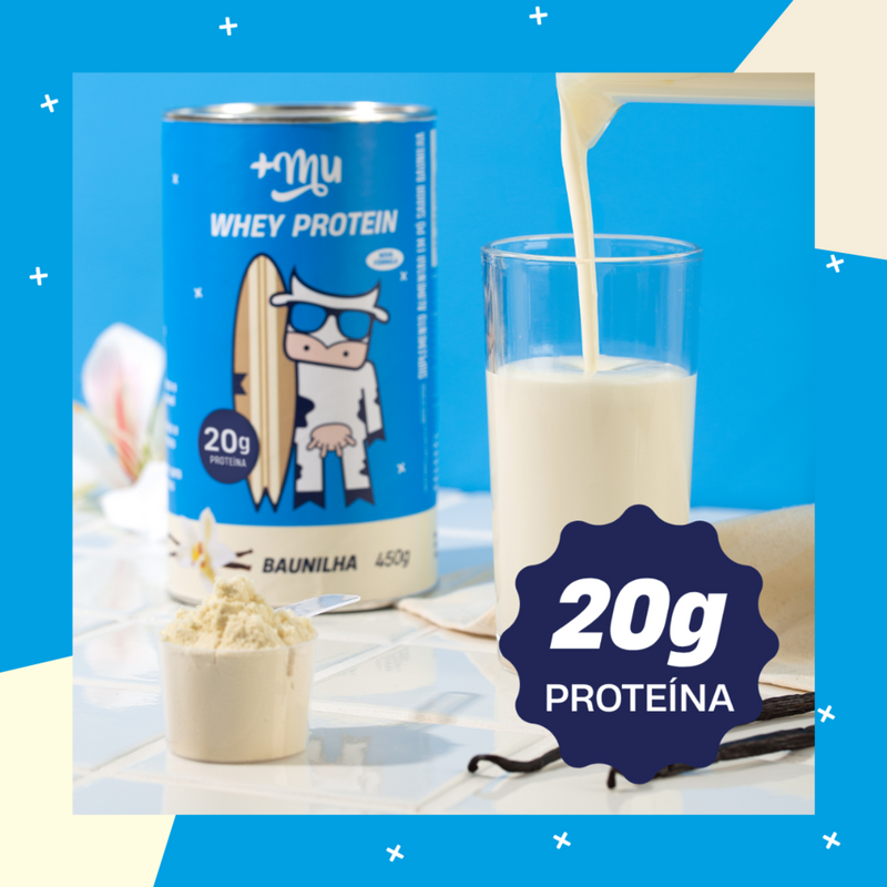 Whey Concentrado +Mu - Baunilha - Pote 450g