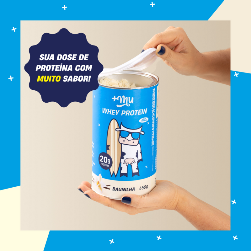 Whey Concentrado +Mu - Baunilha - Pote 450g