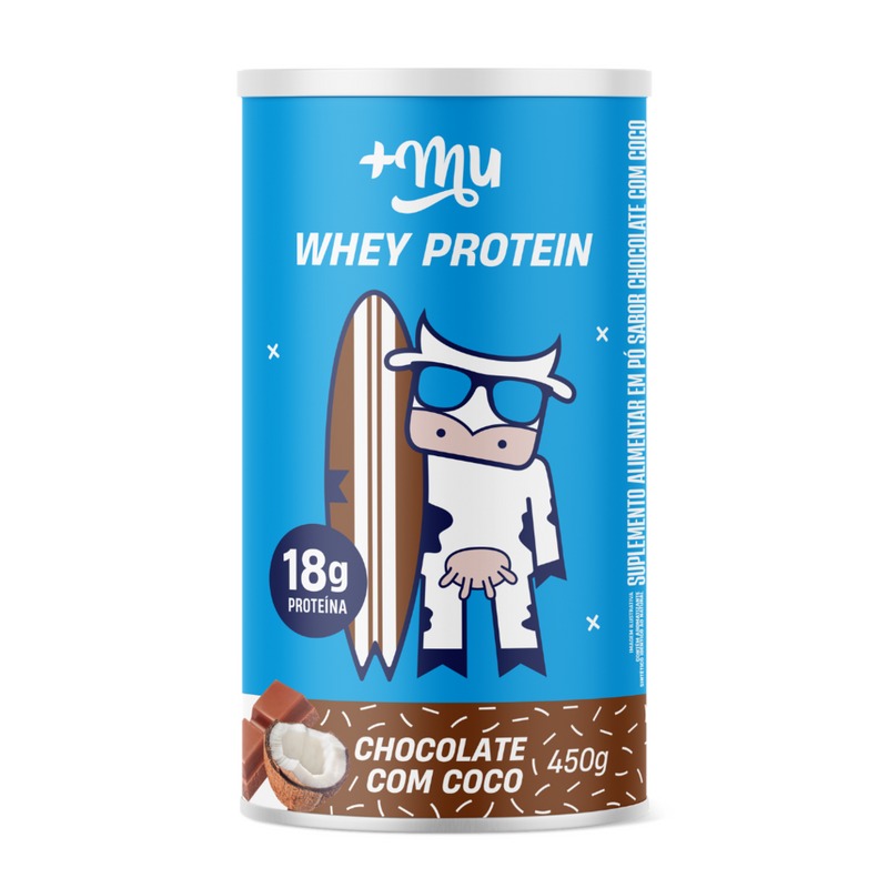 Whey Concentrado +Mu - Chocolate com Coco - Pote 450g