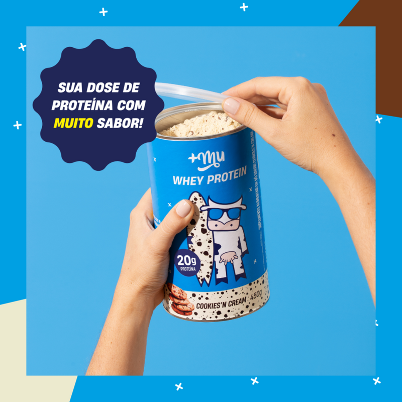 Whey Concentrado +Mu - Cookies'n Cream - Pote 450g