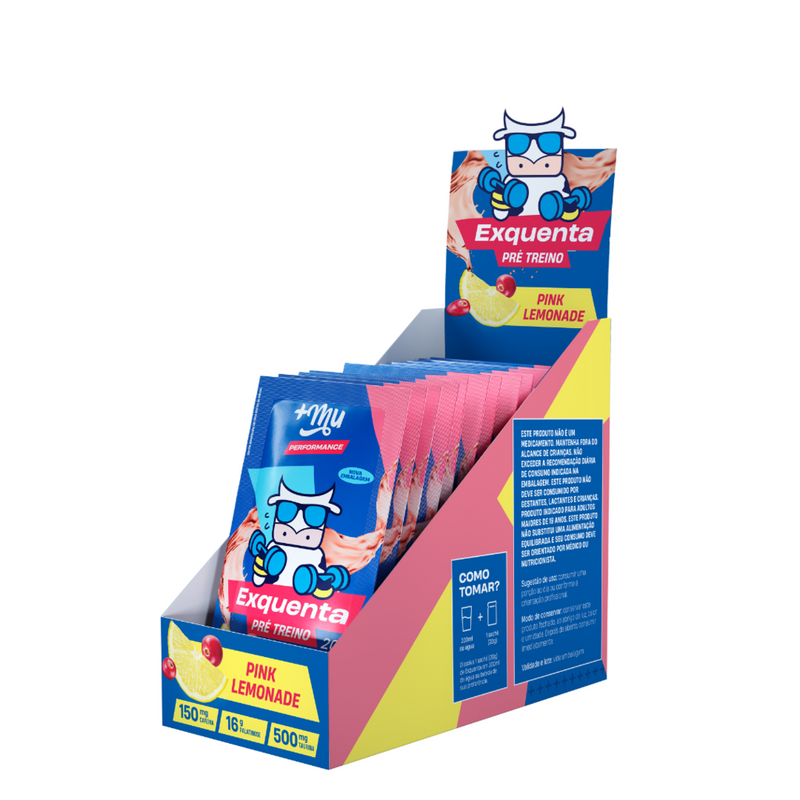 Exquenta +Mu Performance - Pré-Treino em Sachê - Pink Lemonade - (15 sachês com 20g cada) - 300g