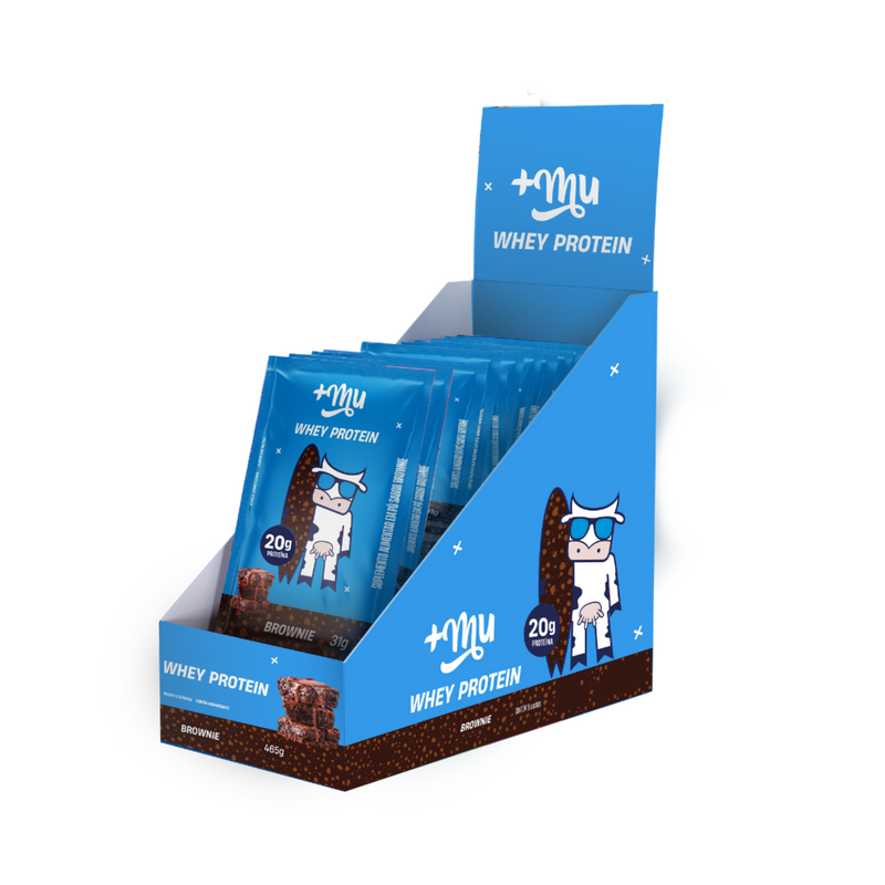 WHEY CONCENTRADO +MU - BROWNIE (15 SACHÊS COM 35g CADA) - 465g