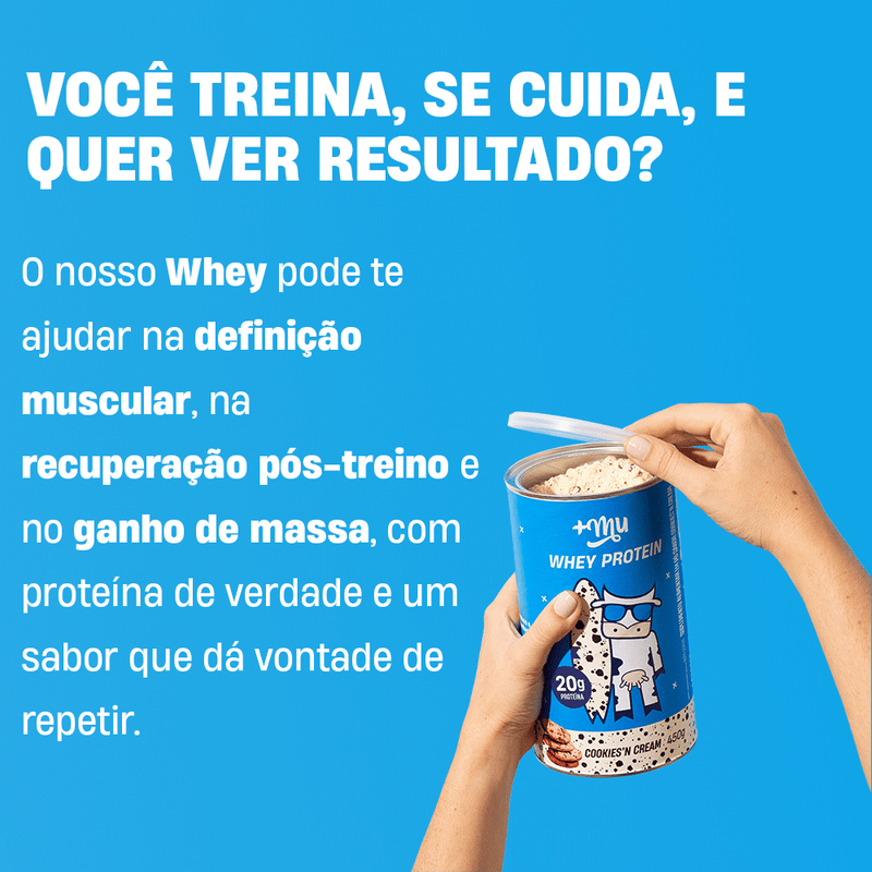 Whey Concentrado +Mu - Cookies'n Cream - Pote 450g