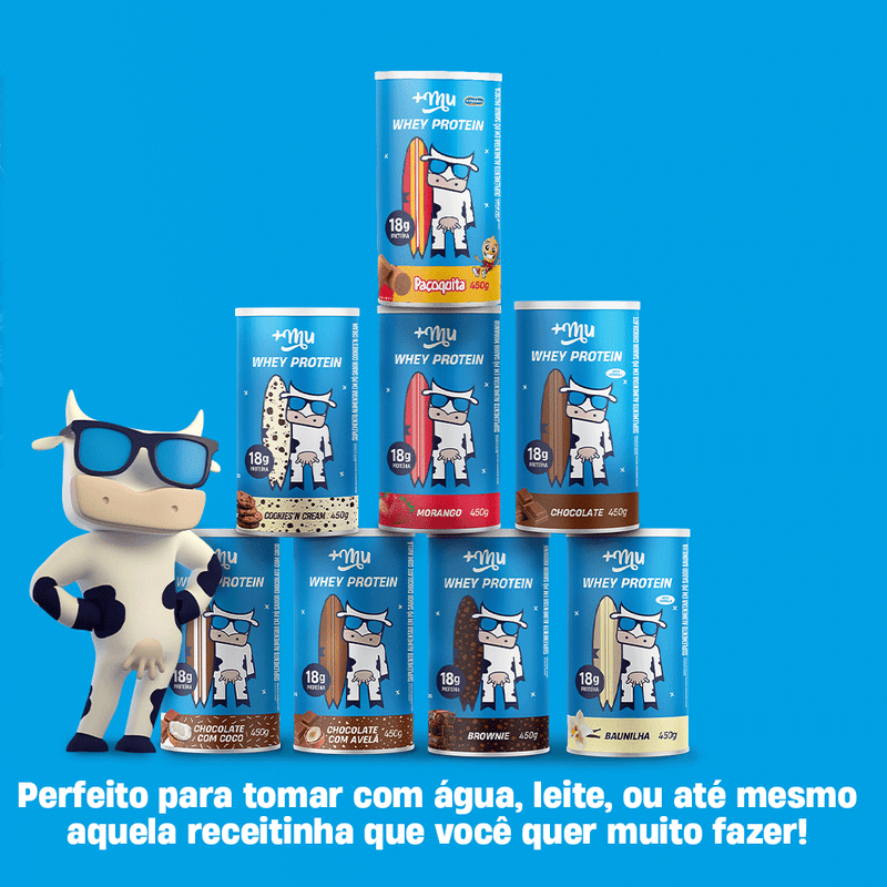 Whey Concentrado +Mu - Chocolate com Coco - Pote 450g